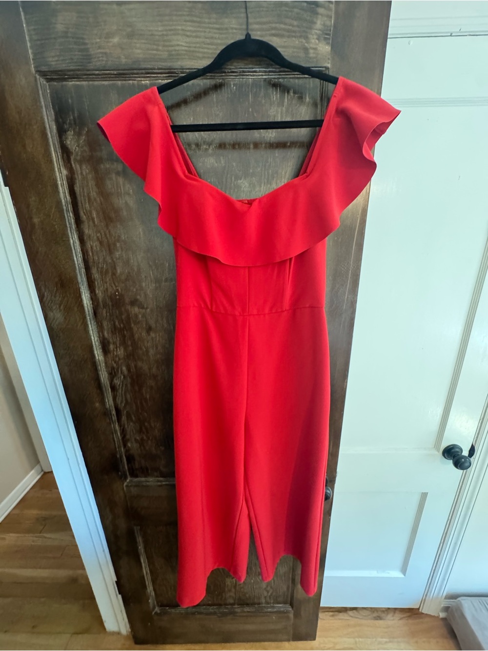 H&M Red Off-the-Shoulder Ruffle Red Dress
